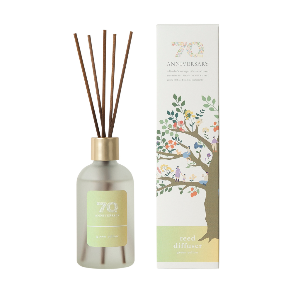 70周年限定商品】7種のアロマのリードディフューザー グリーンイエロー