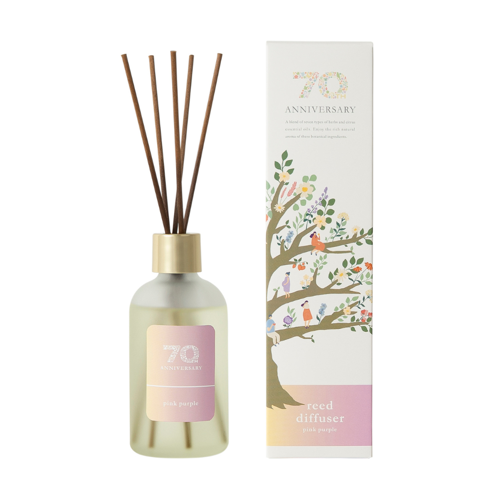 70周年限定商品】7種のアロマのリードディフューザー ピンクパープル 70周年限定商品】7種のアロマのリードディフューザー ピンクパープル
