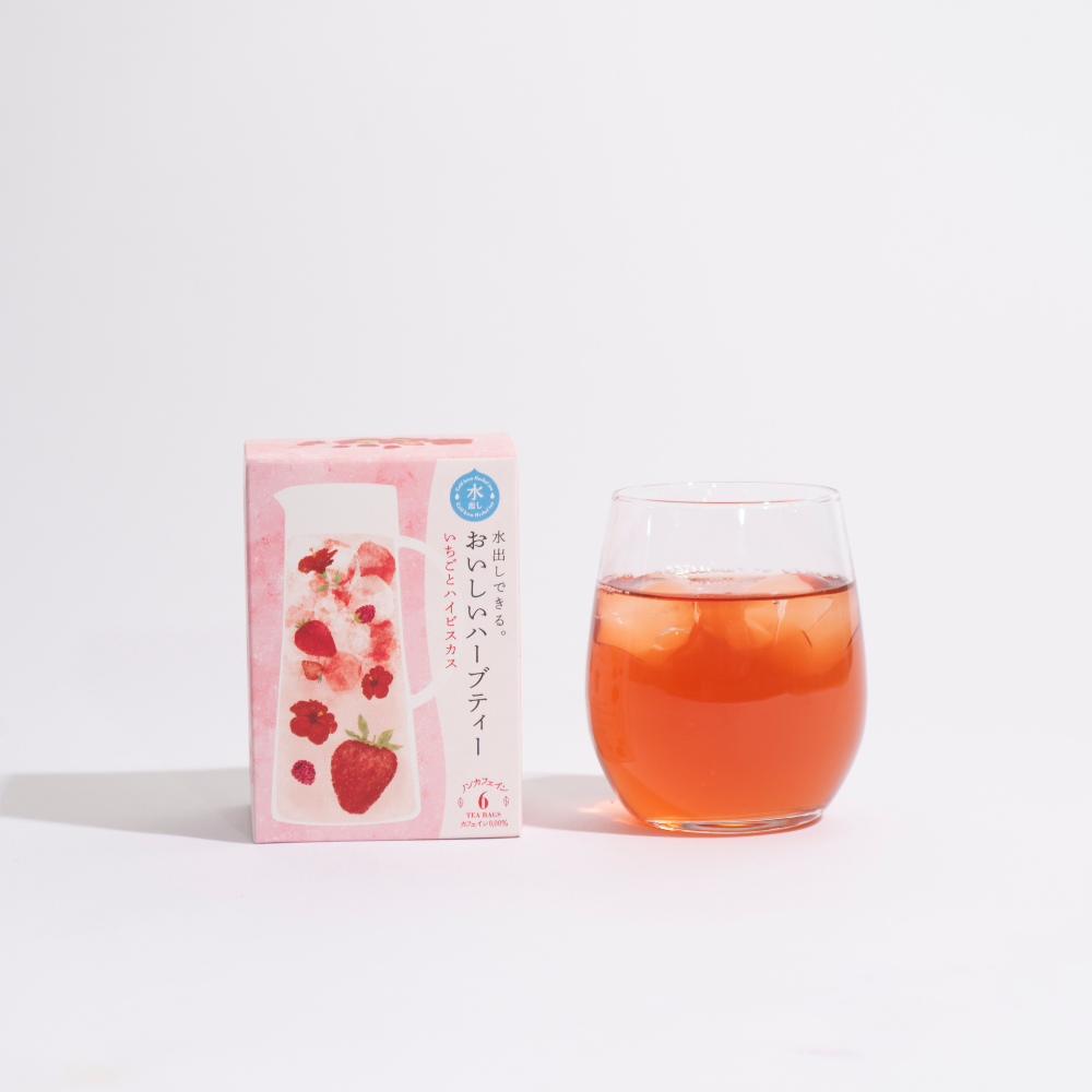 Can be brewed with water. Delicious herbal tea, strawberry and hibiscus tea bags