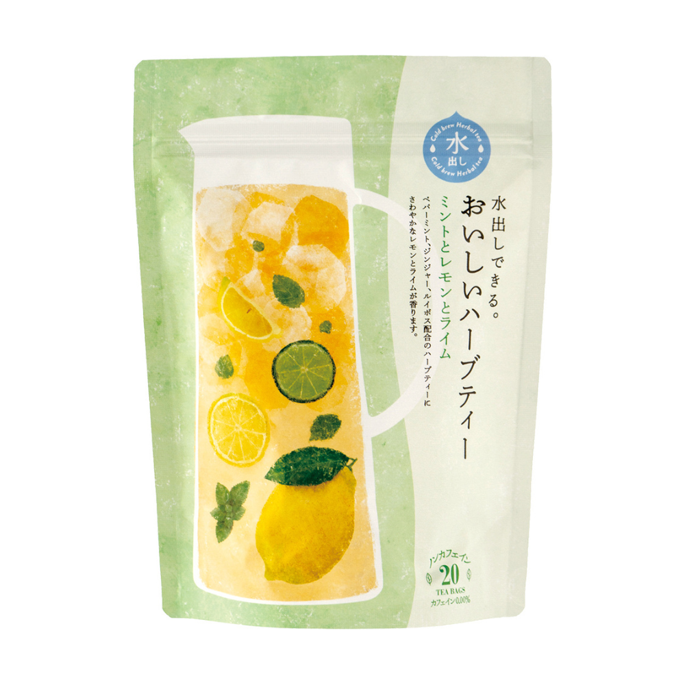 水出しできる。おいしいハーブティー ミントとレモンとライム ティーバッグ