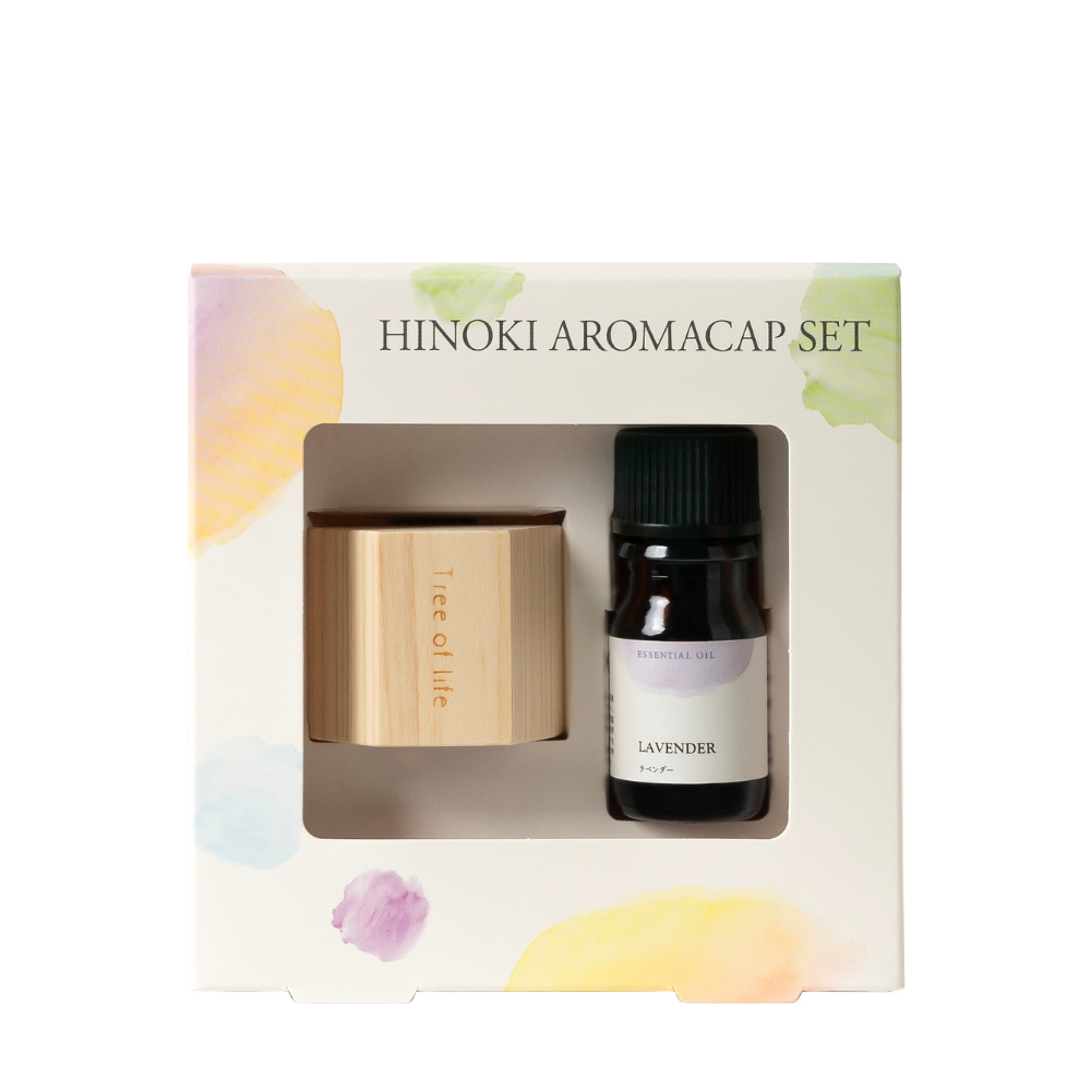 Hinoki aroma cap set (hexagonal x lavender essential oil)