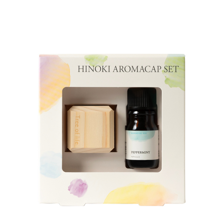 Hinoki aroma cap set (square x peppermint essential oil)